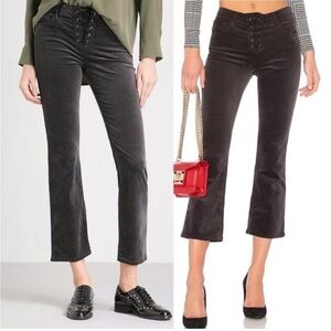 NWT AG Adriano Goldschmied Jodi Crop Flare Lace Up Velvet Rich Mercury Pants 31
